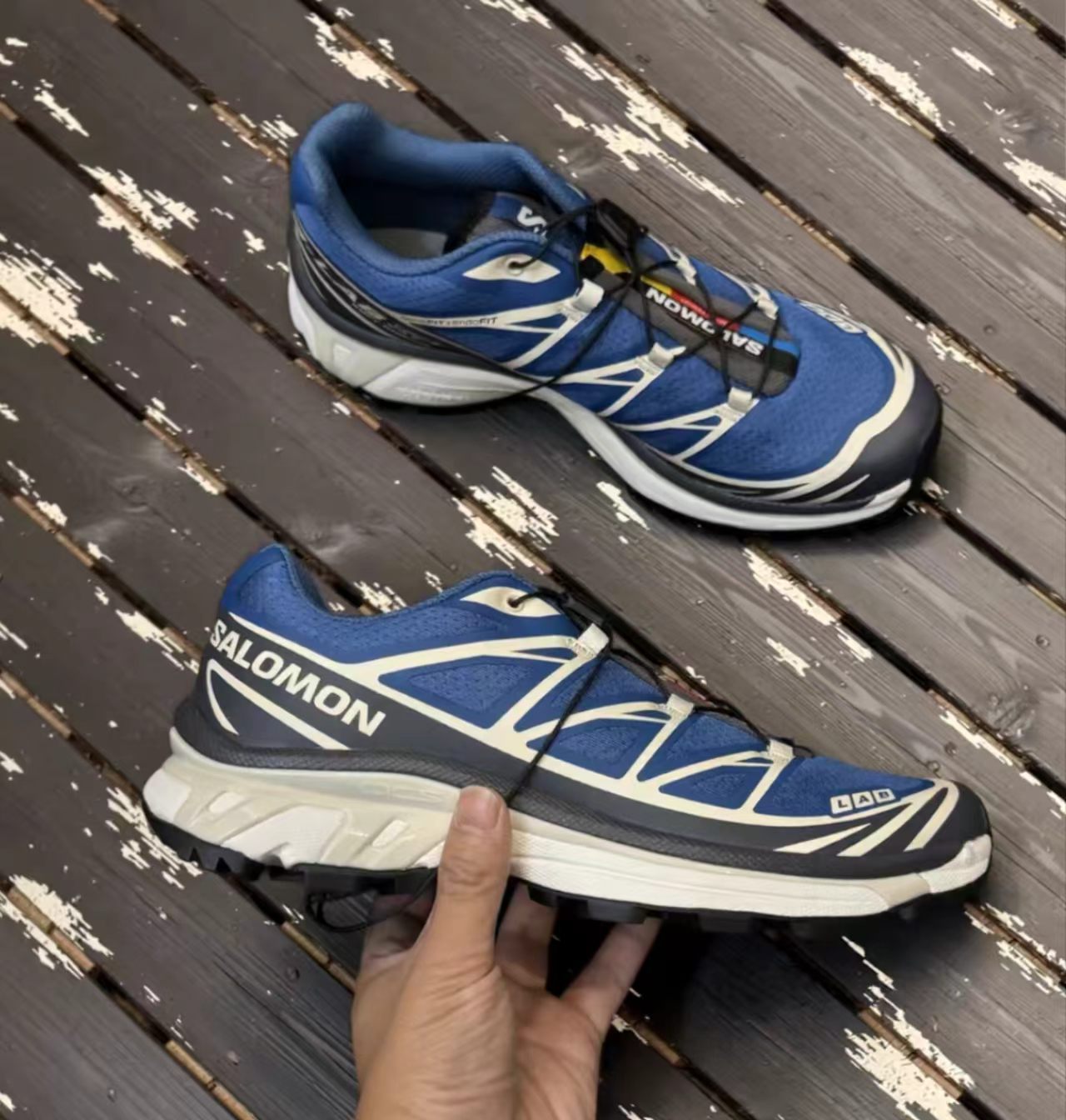 Salomon XT-6 Blue Silver Beige Hiking Shoes