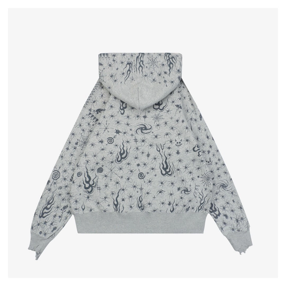 Saint Michael X Dr Woo All-Over Printed Distressed Hoodie