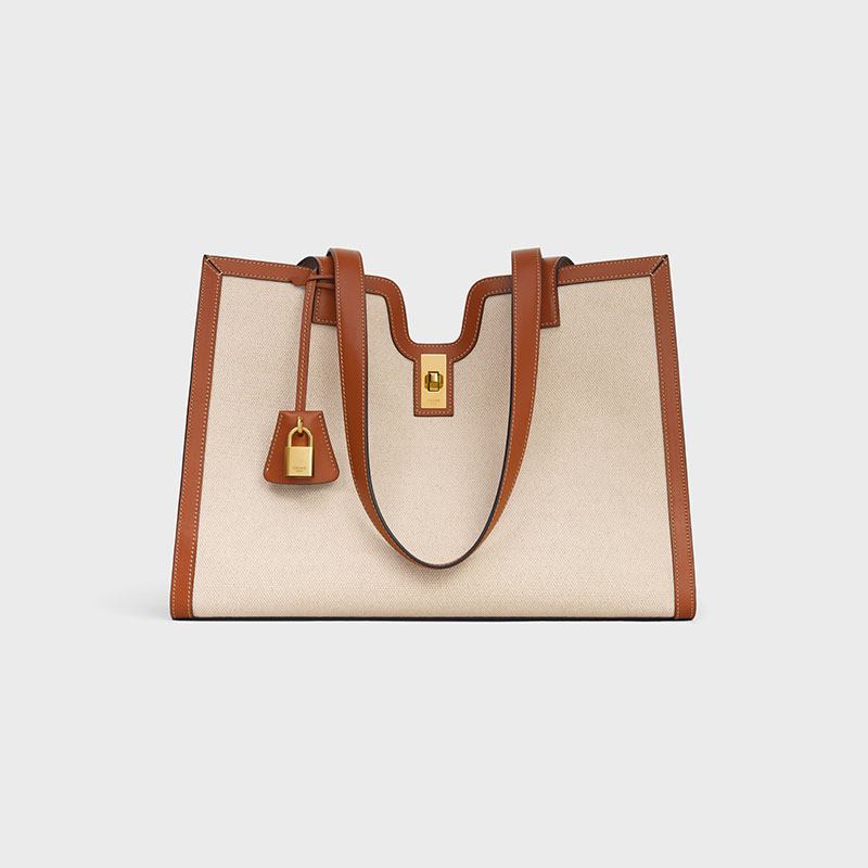 CABAS 16 IN TEXTILE AND CALFSKIN