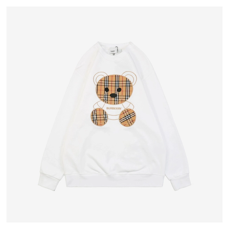 BBry Check Bear Embroidery Crewneck Sweatshirt (Black/White)