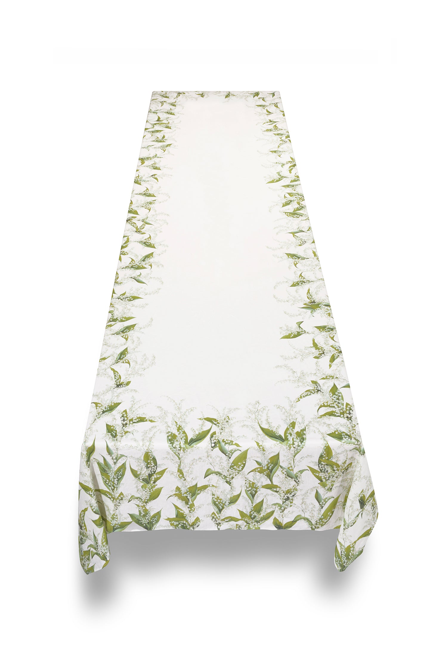 Elegant Lily of the Valley Embroidered Linen Tablecloth