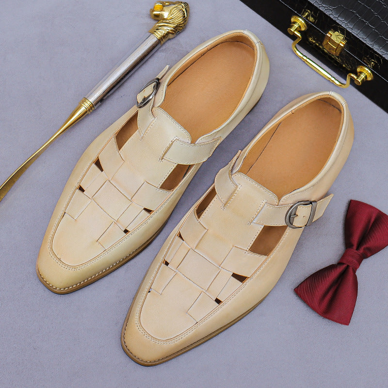 Buckle Open-Toe Business Casual Hollow-Out Dress Shoes 65129