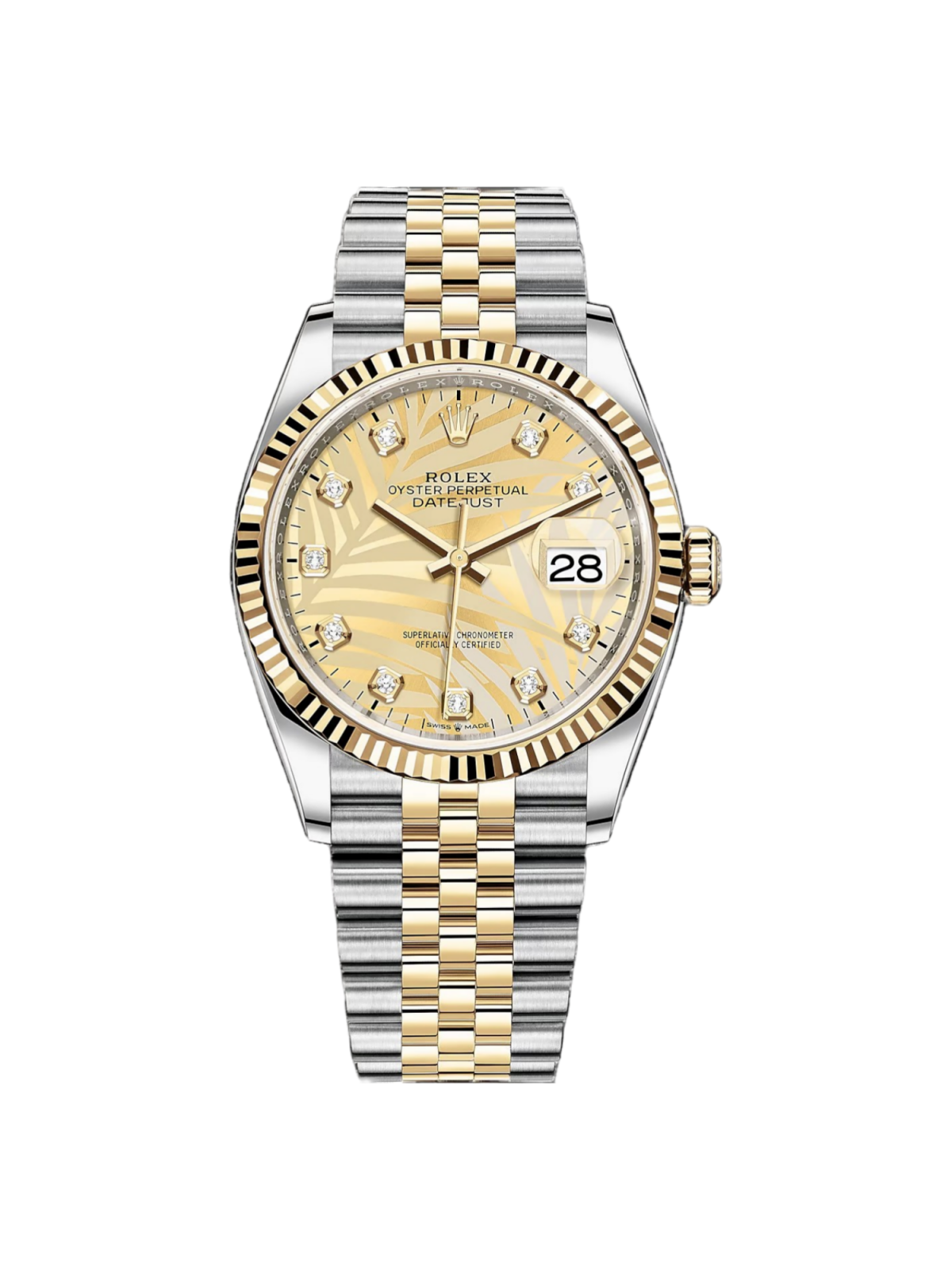 [2026 Mirror Grade]RLX  Datejust 36mm 126233-0043 Champagne Palm Motif Diamond Dial and Jubilee Bracelet Watch