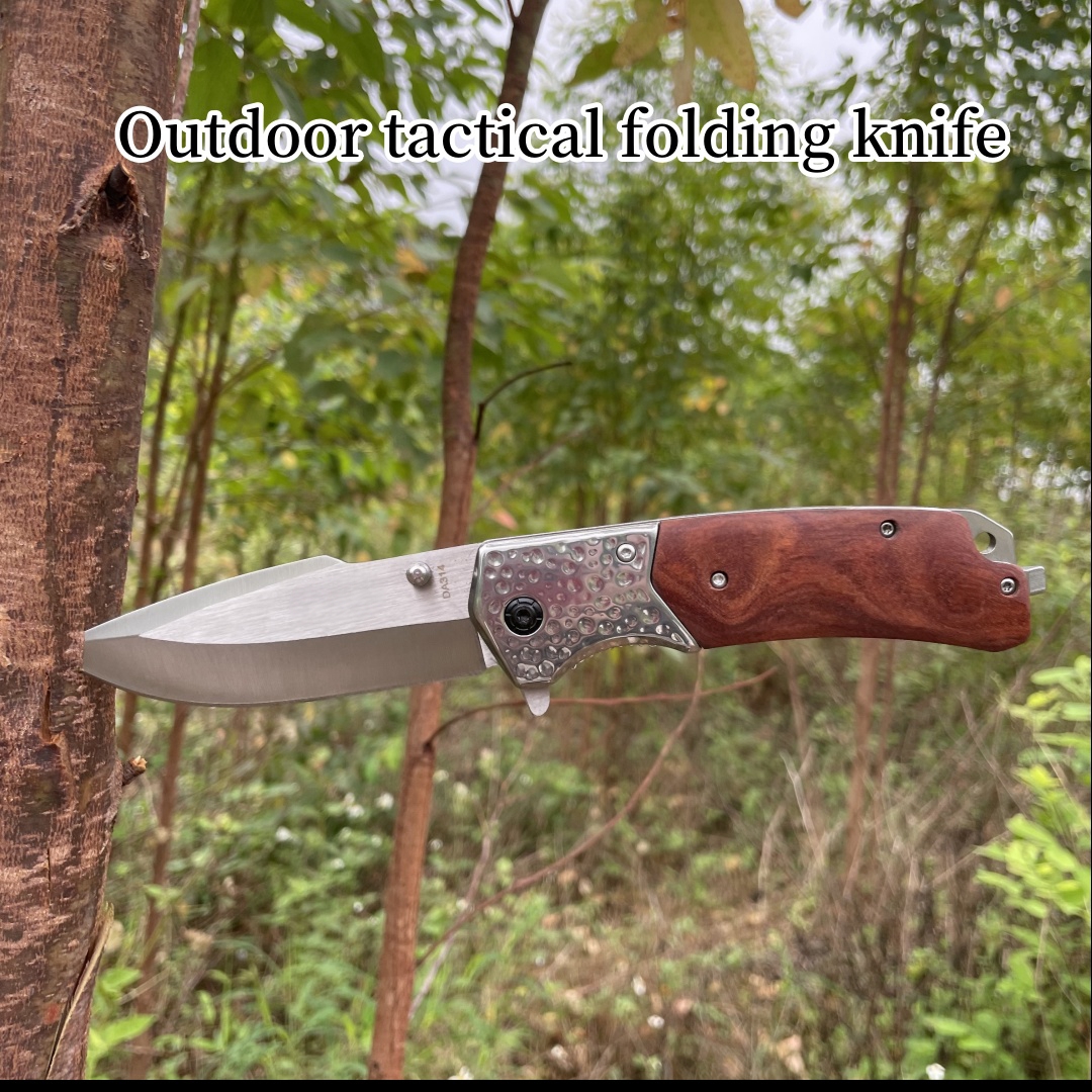 Outdoor folding knives, solid wood handle folding knives, high hardness stainless steel knives, convenient pocket knives, can be used for various activities