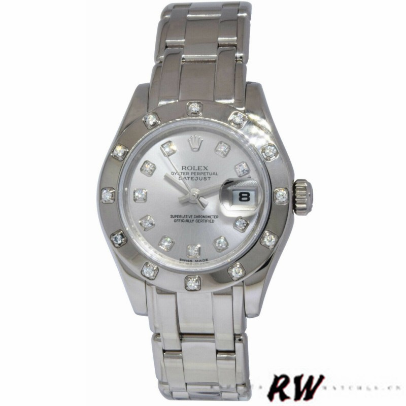 [2026 Mirror Grade]Rolex Pearlmaster 80319 Silver Diamond Dial 29MM Lady Replica Watch