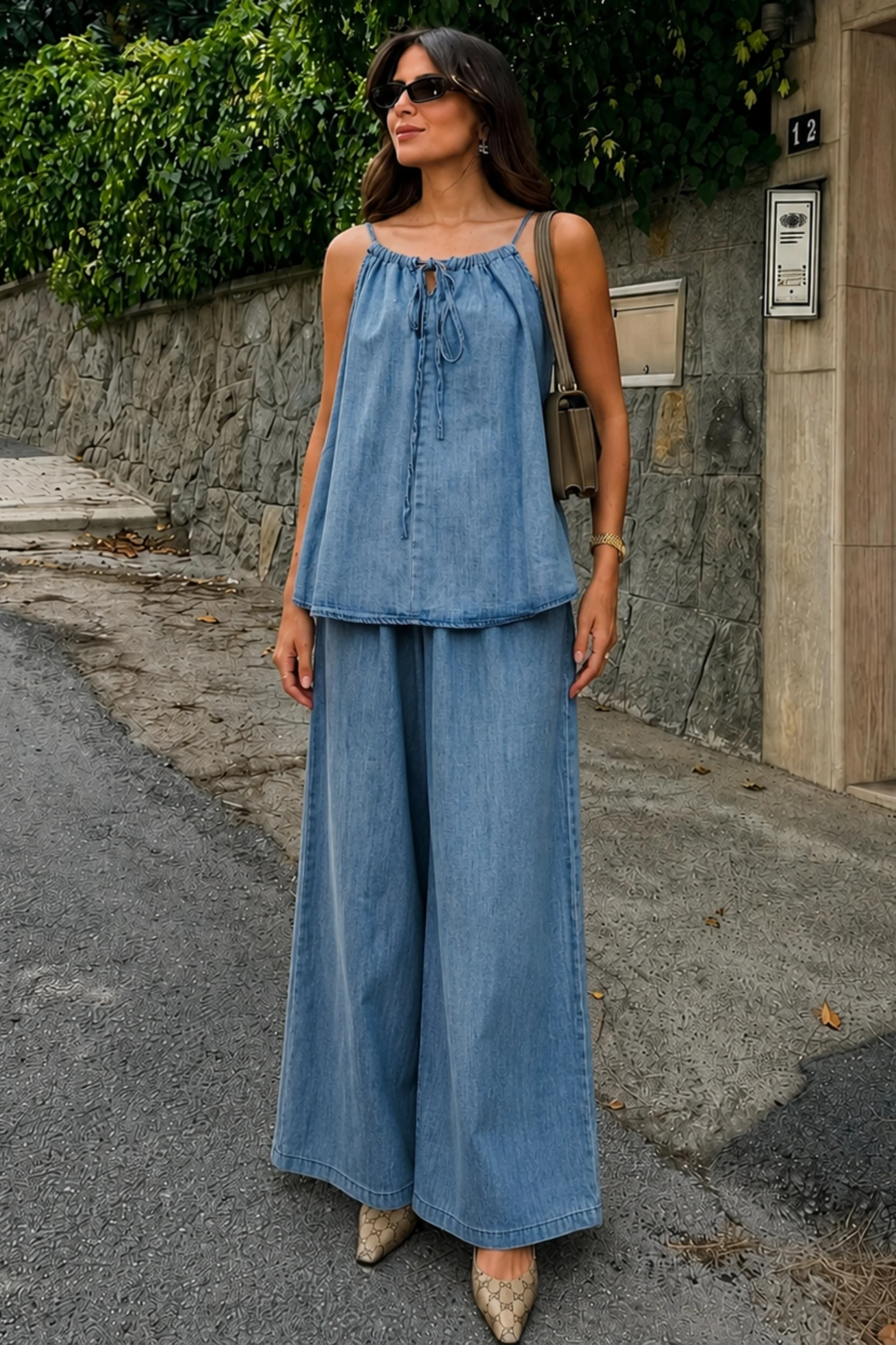 Dayflower Blue Denim Pant Co-ord Set