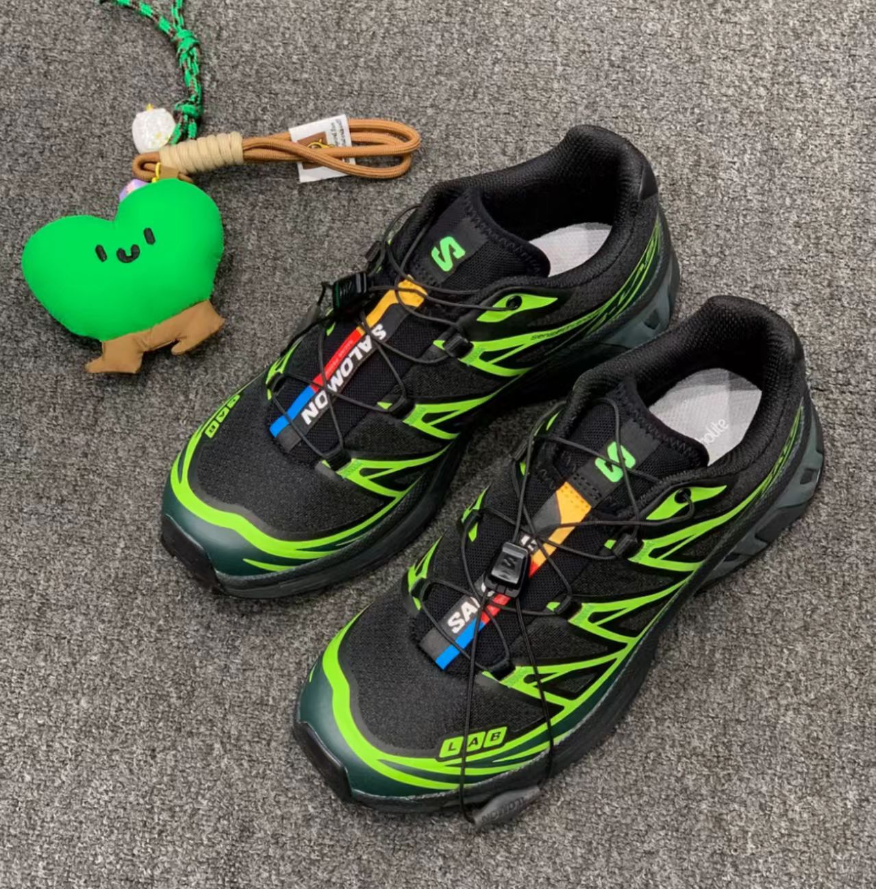 Salomon XT-6 Black Neon Green Hiking Shoes