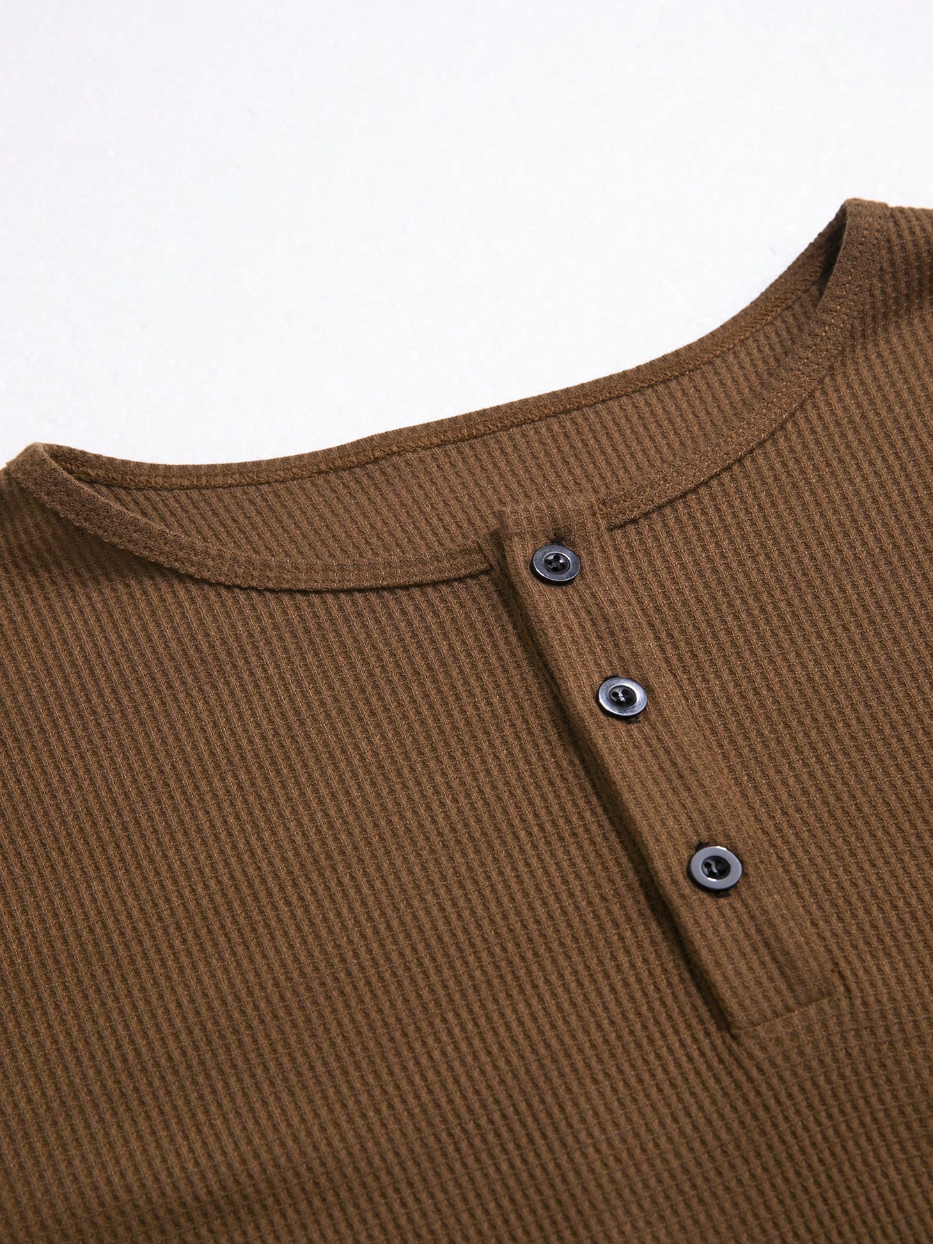 Men Half Button Waffle Knit Tee