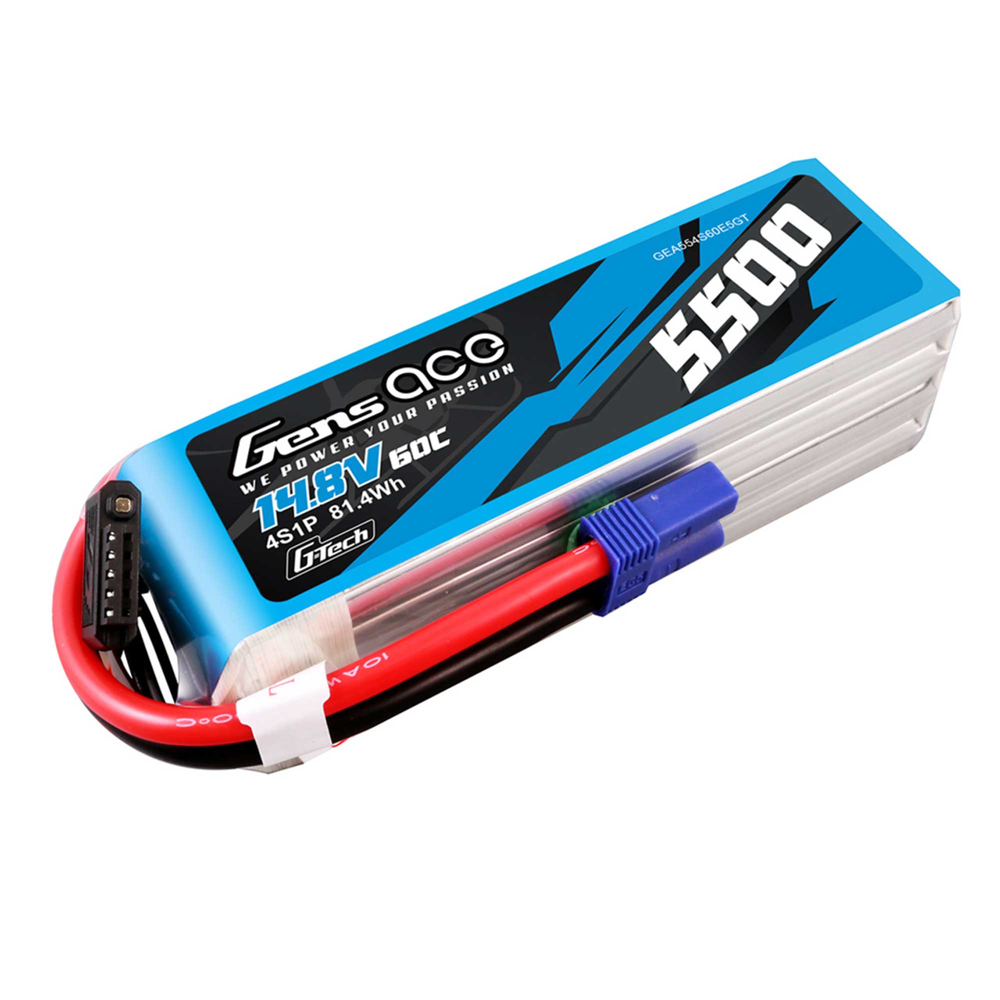 14.8V 5500mAh 4S 60C G-Tech LiPo Battery: EC5