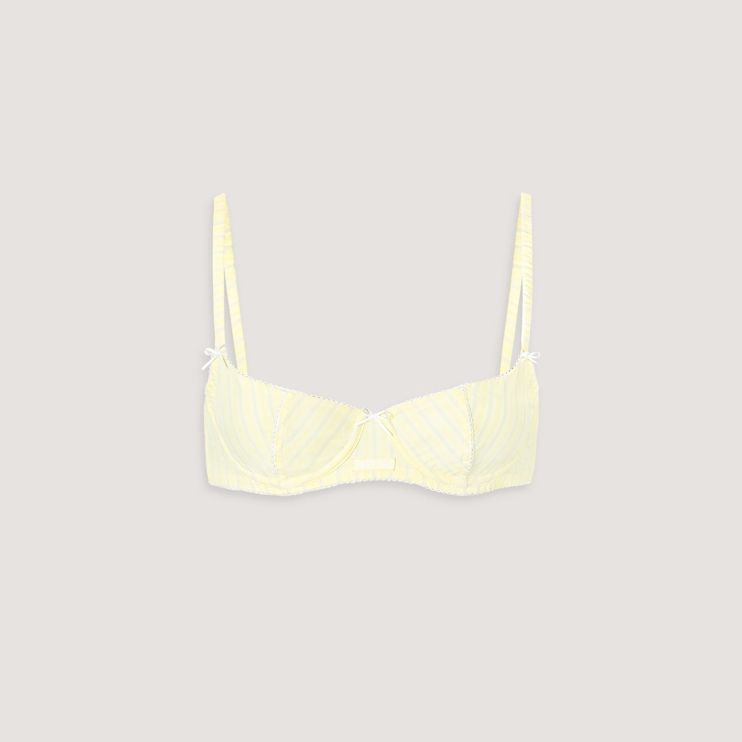 Striped Cotton Balcony Bra - Yellow