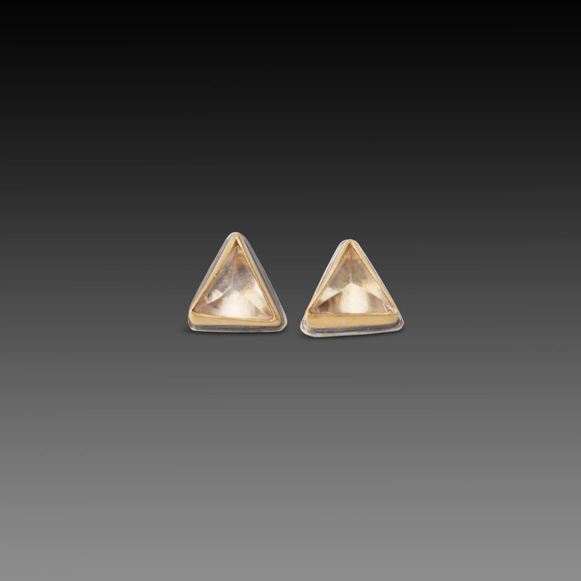 Triangle Champagne Quartz Stud Earrings