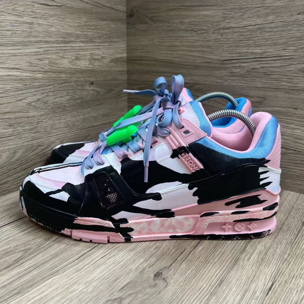Louis Vuitton Trainer Custom Graffiti Pink Blue Sneaker