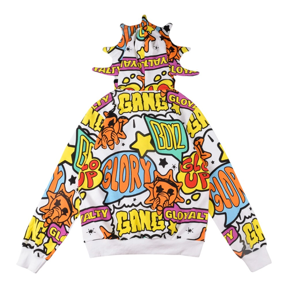 Glo Gang Full-Zip Graffiti Masked Hoodie