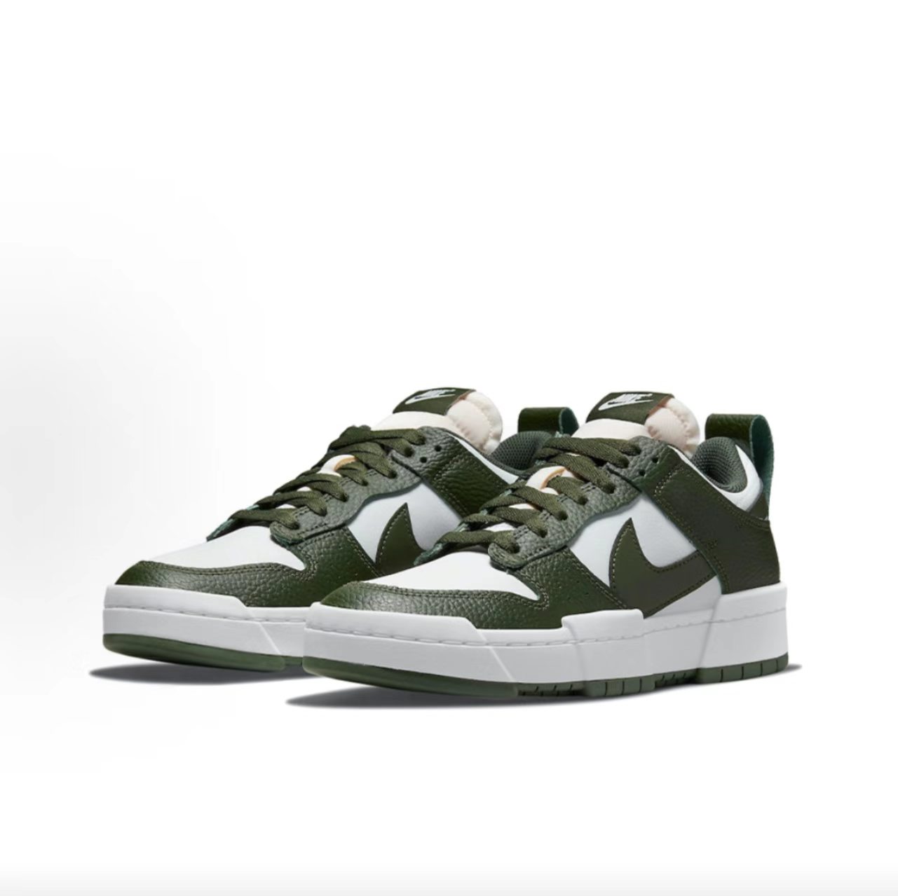 Nike Dunk Low Disrupt 2 White Dark Olive Pebble Leather