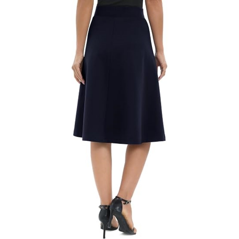 Women's A‑Line Elastic High Waist Flare Midi Skirt