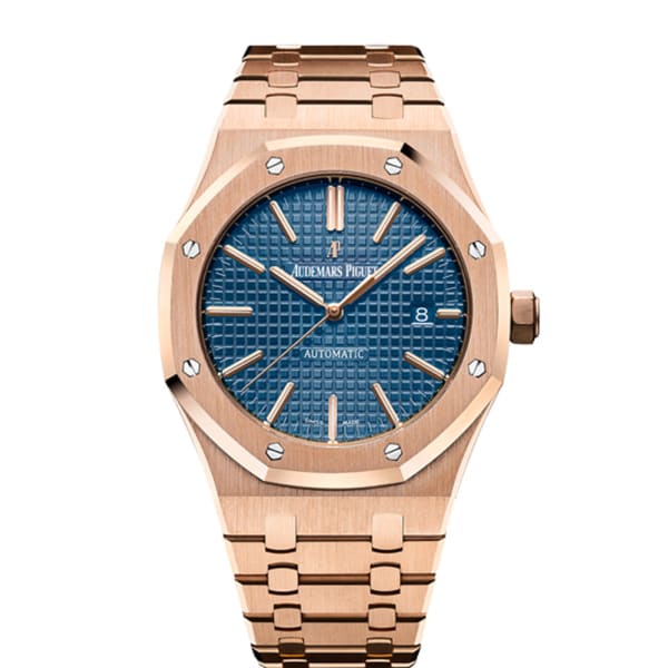 [2026 Mirror Grade]Audemars Piguet Royal Oak Self Winding with Blue Dial 41mm 18k Rose Gold Watch 15400OR.OO.1220OR.03
