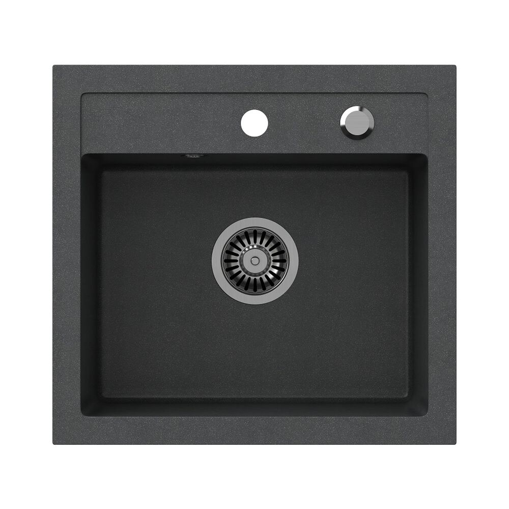 ROOT Zlewozmywak granitowy jednokomorowy czarny Root Chef Box, 500 x 470 x 185 mm