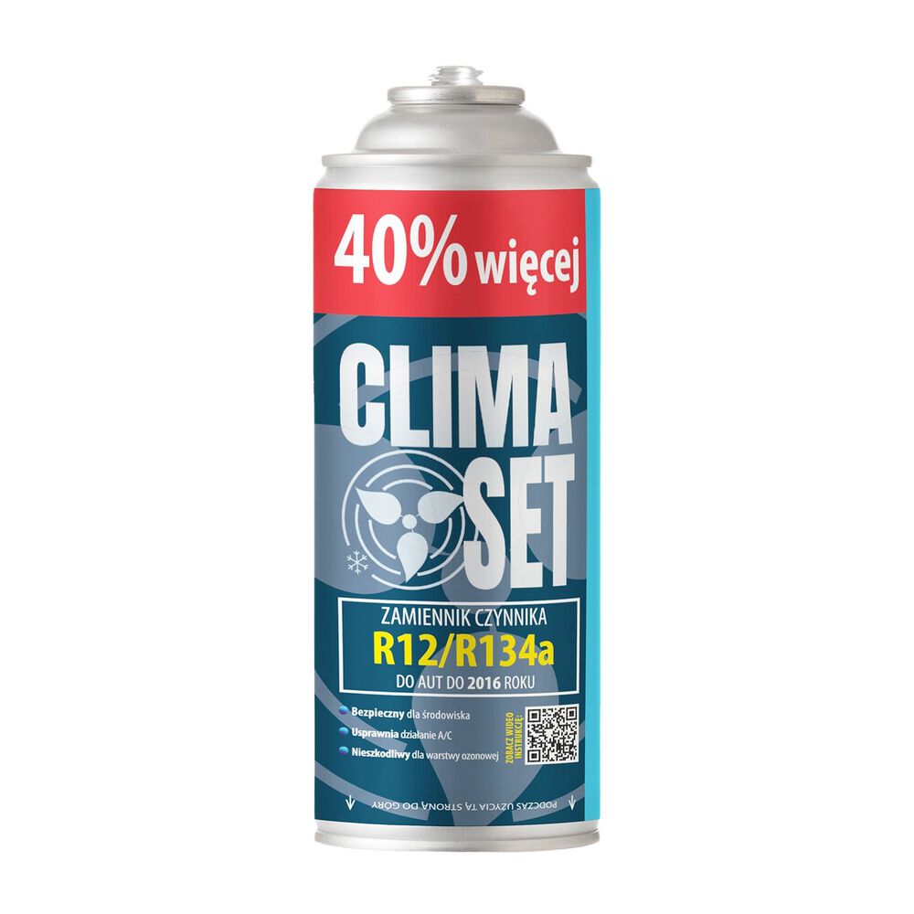 CLIMASETGaz do klimatyzacji ClimaSet R134a 626 g, z przewodem z manometrem i odświeżaczem do klimatyzacji