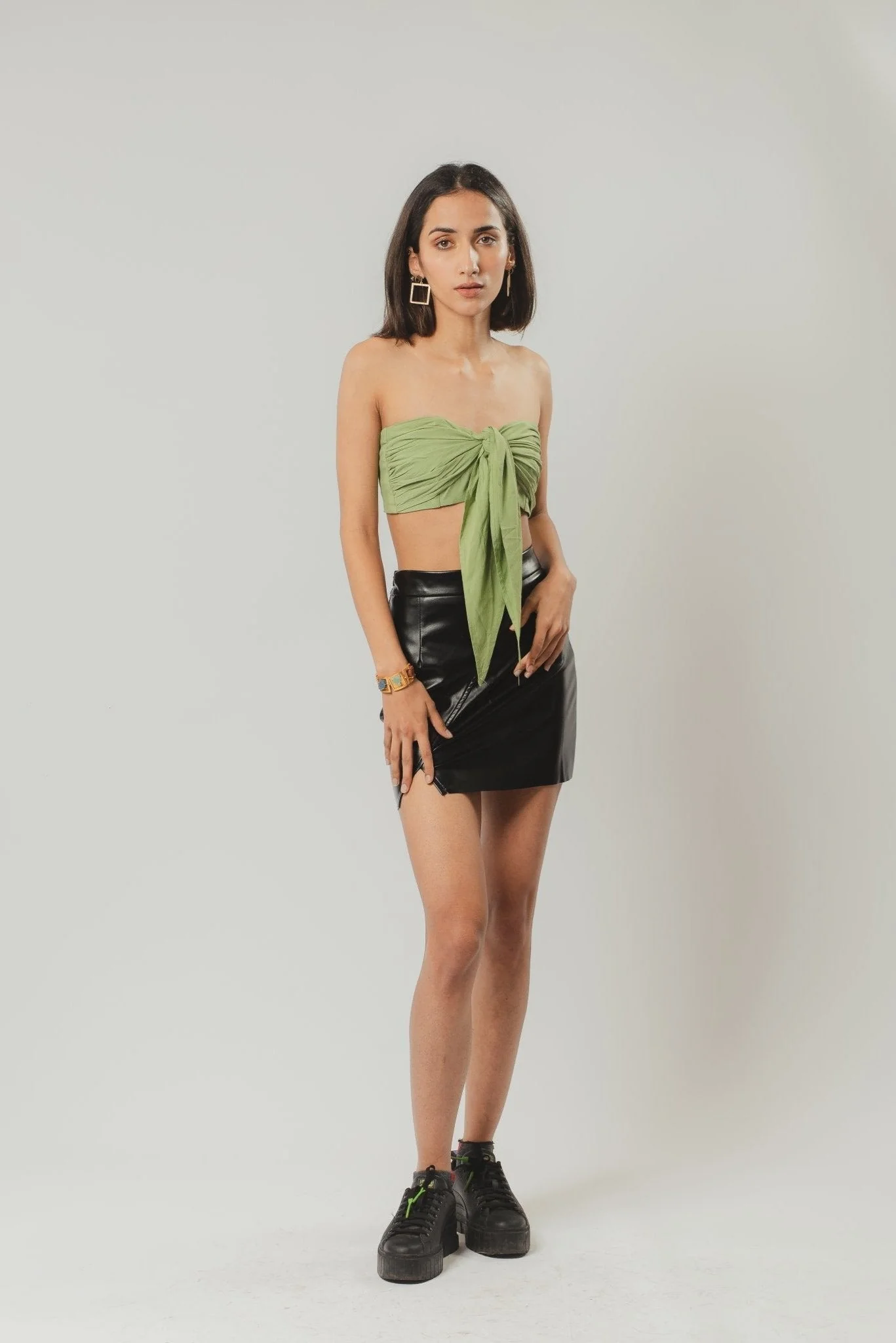 Green Knot It Strapless Top
