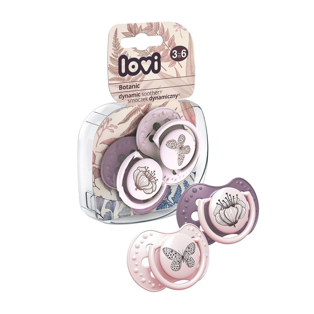 LOVI Komplet 2 smoczków dynamicznych Botanic Girl, 3-6m