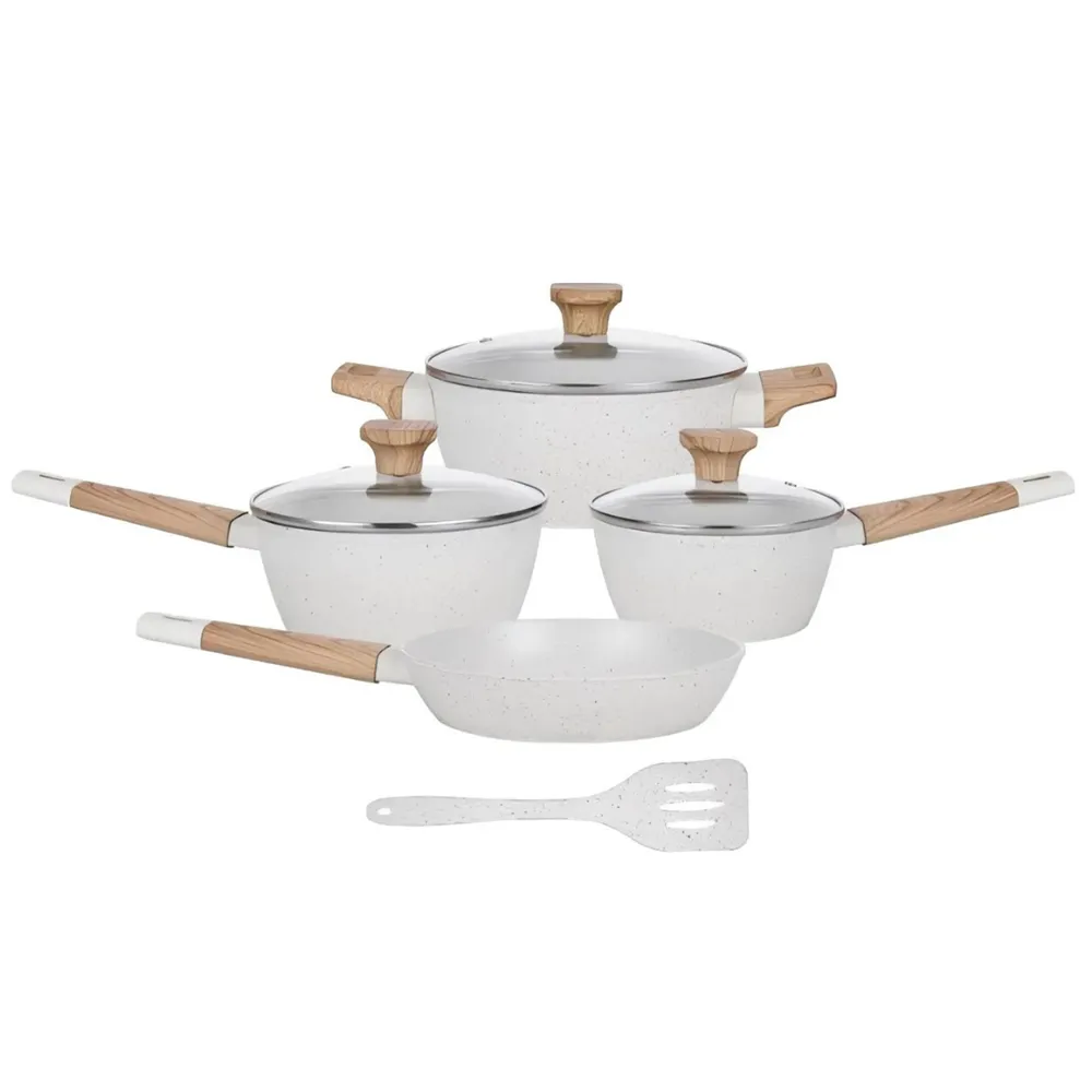 Mimo Style Marmol Vanilla 5-Piece Ceramic Induction Set