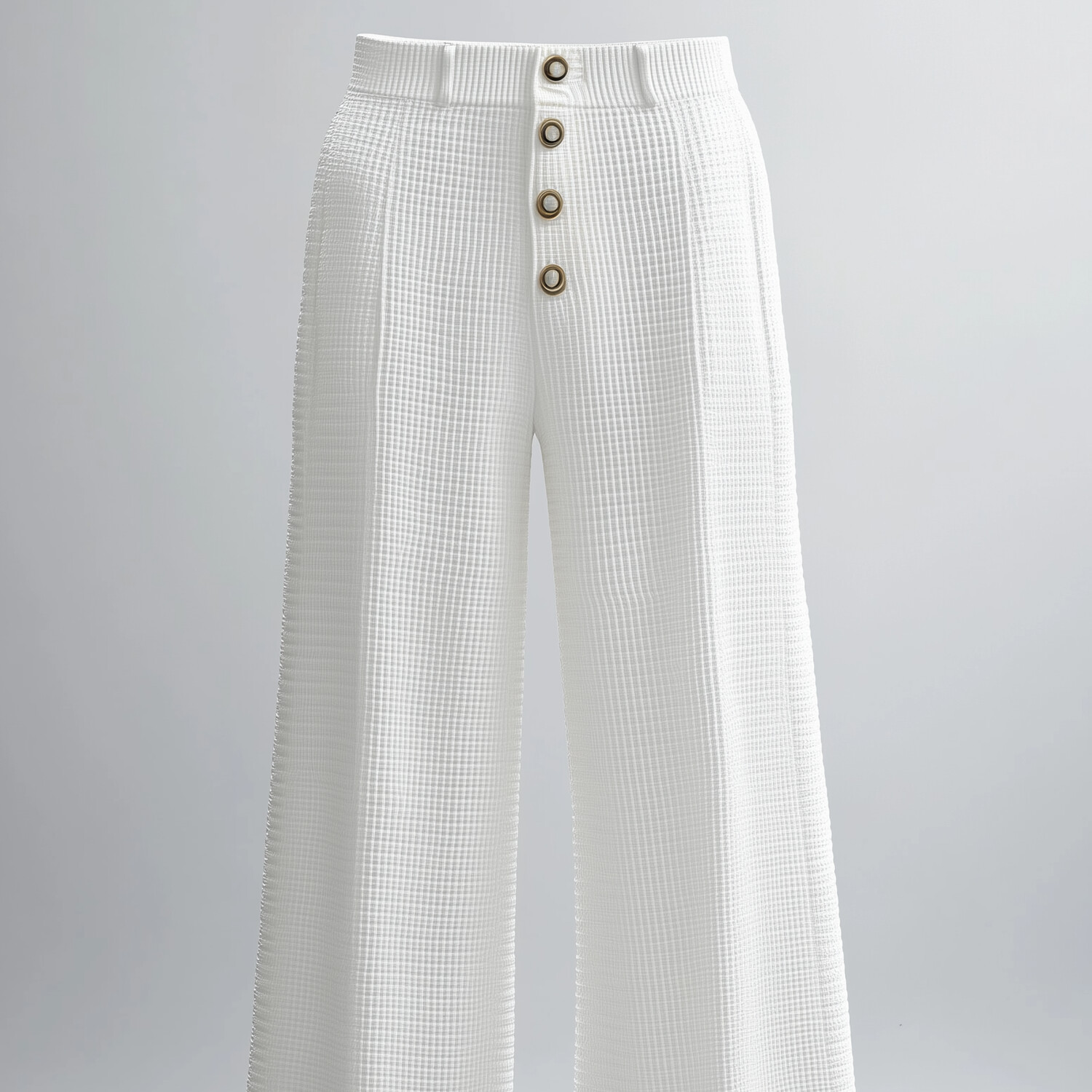Men's Buttons Mid Rise Waffle Wide Leg Pants
