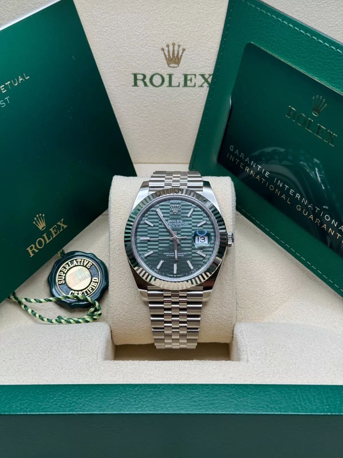 [2026 Mirror Grade]RLX  Datejust 41mm 126334-0030 Green Fluted Motif Dial Jubilee Bracelet