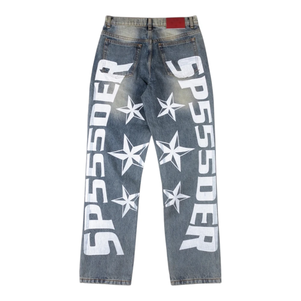 Sp5der Star Graphic Denim Jeans