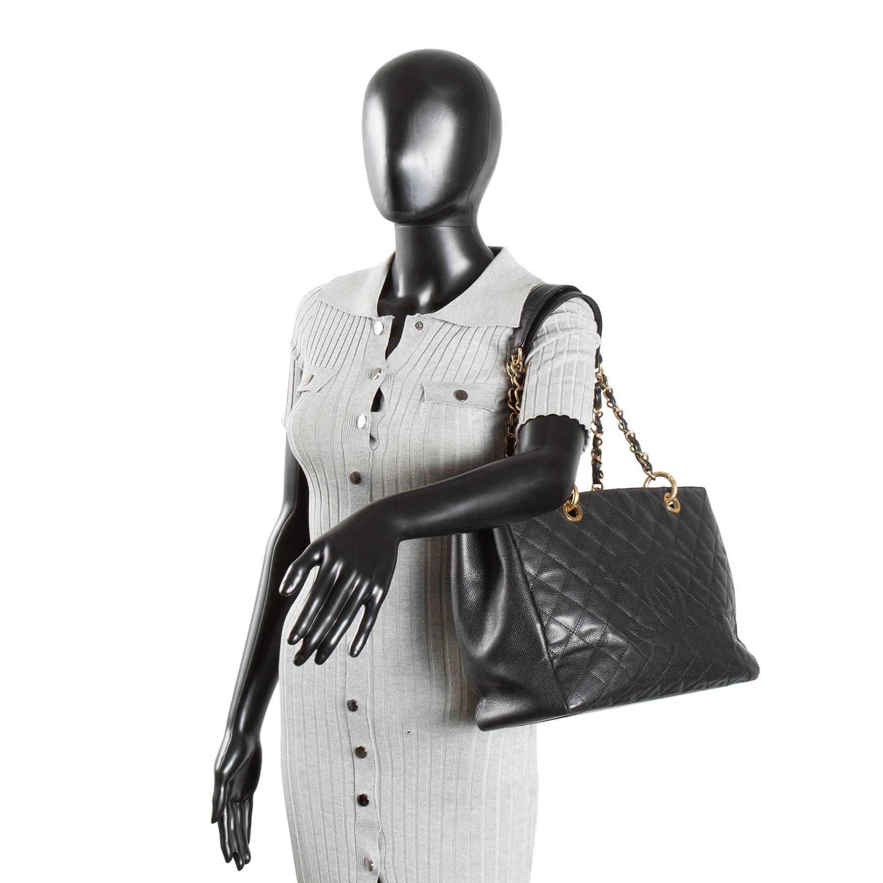 CHANEL Caviar Grand Shopping Tote - Black