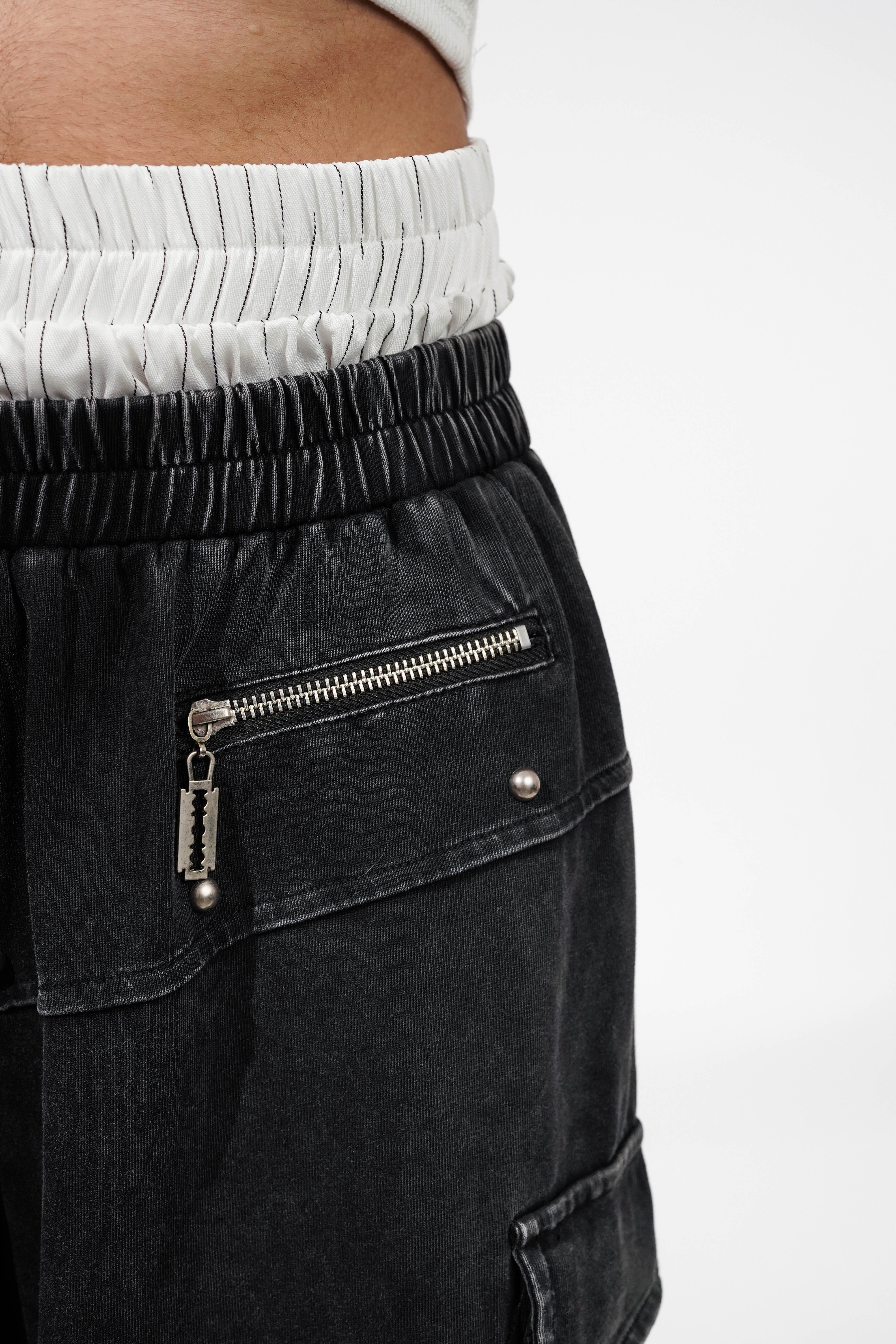 Charcoal Washed Cargo Pants