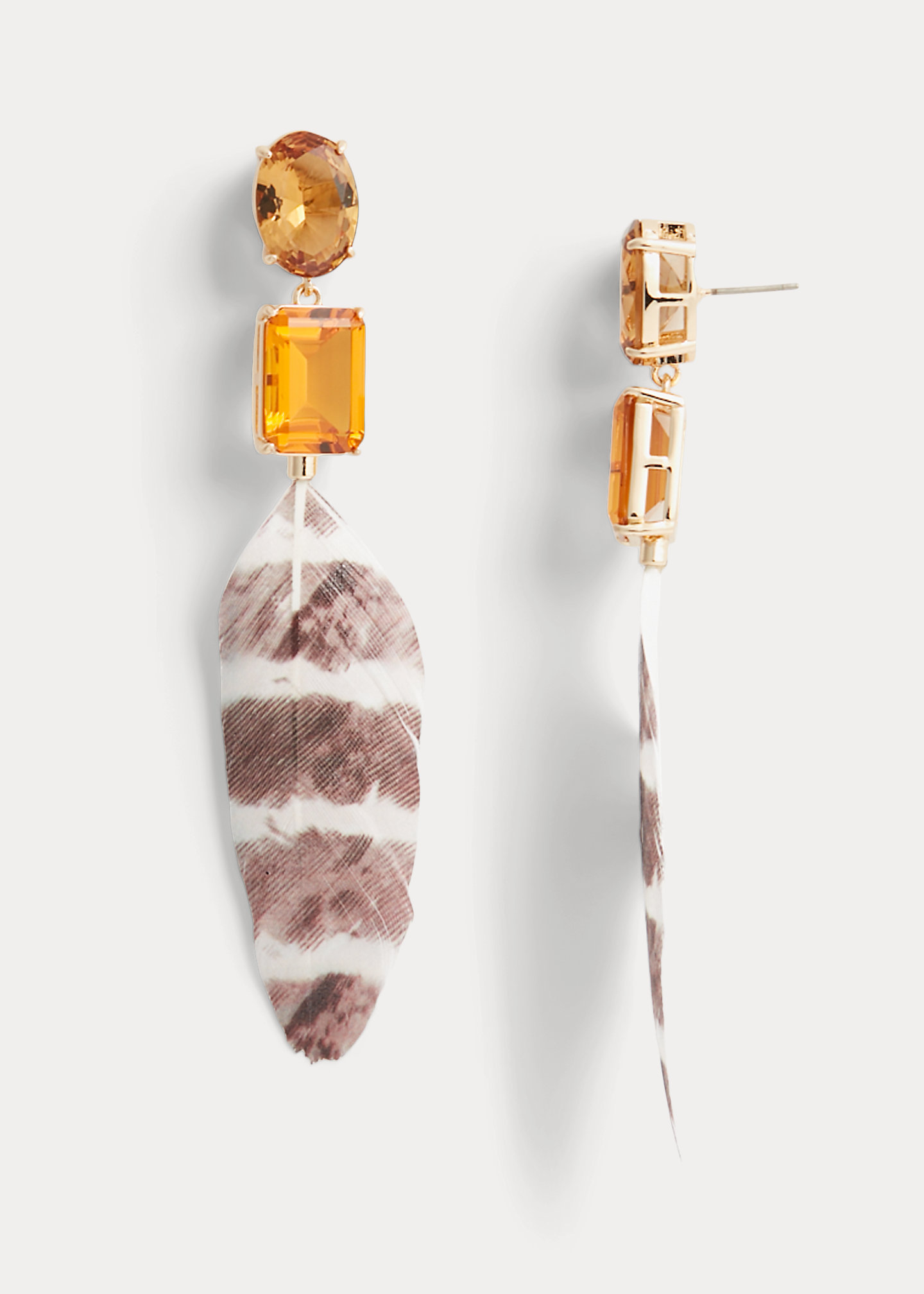 Stone & Feather Drop Earrings