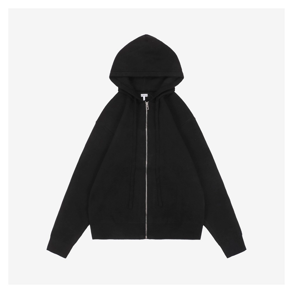 L Back Embossed Anagram Wool Hoodie Jacket