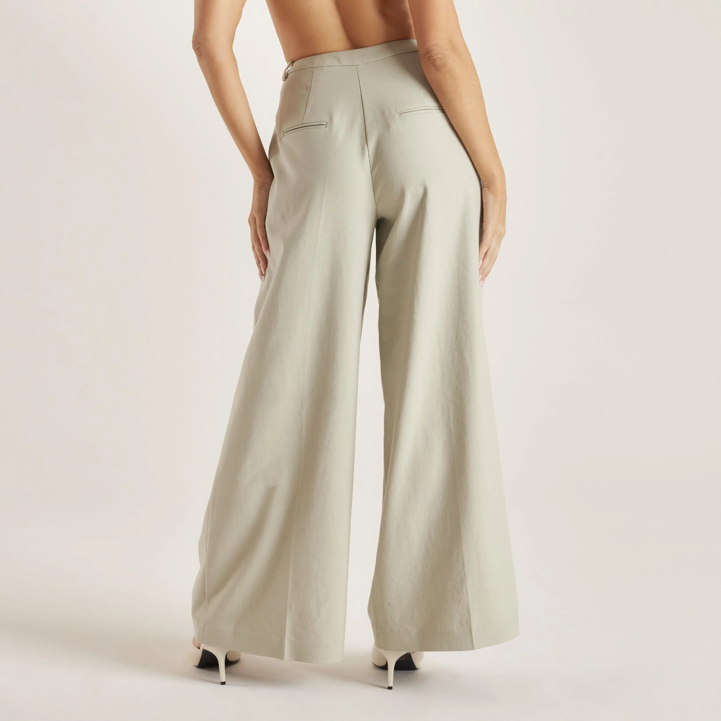 Woven Wide-Leg Pants - Sage