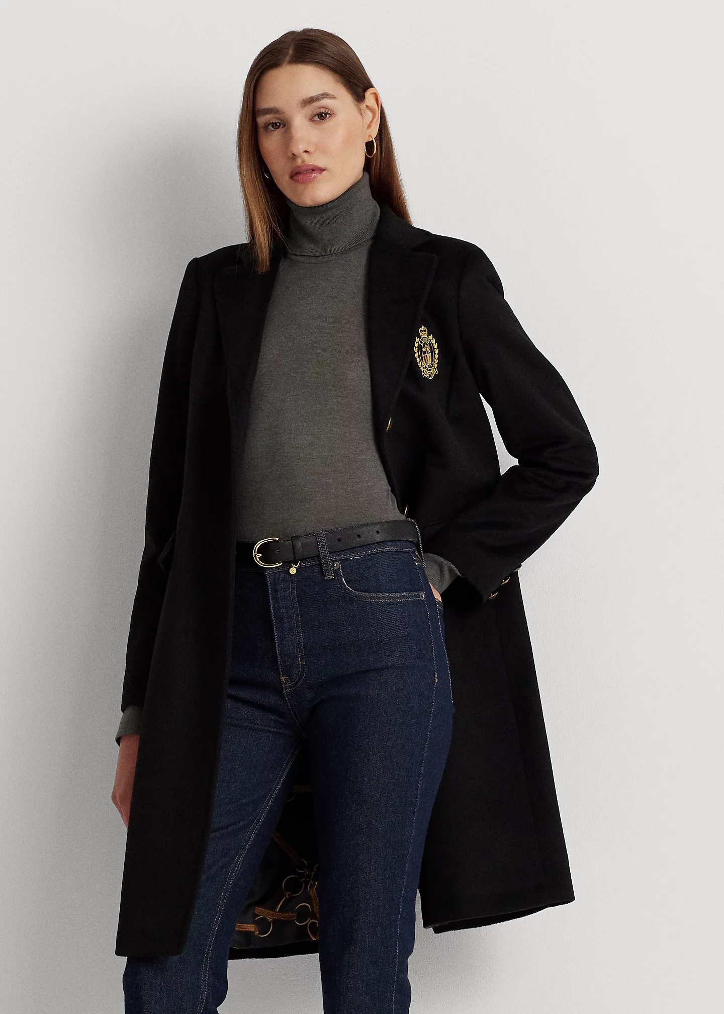 Crest-Patch Wool-Blend Coat