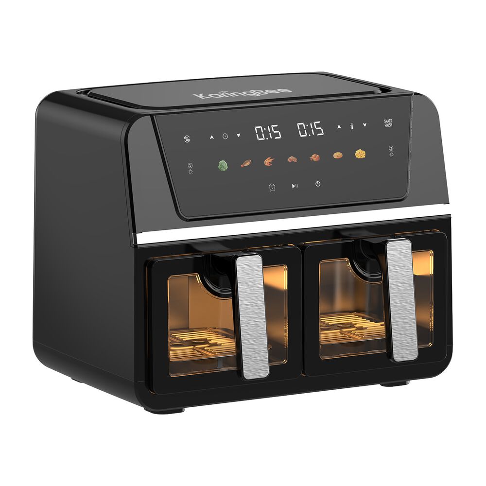 KARINGBEE Frytkownica dwukomorowa z okienkiem KaringBee AF801E2TK, 1700 W, 2 x 4,5 l, czarna