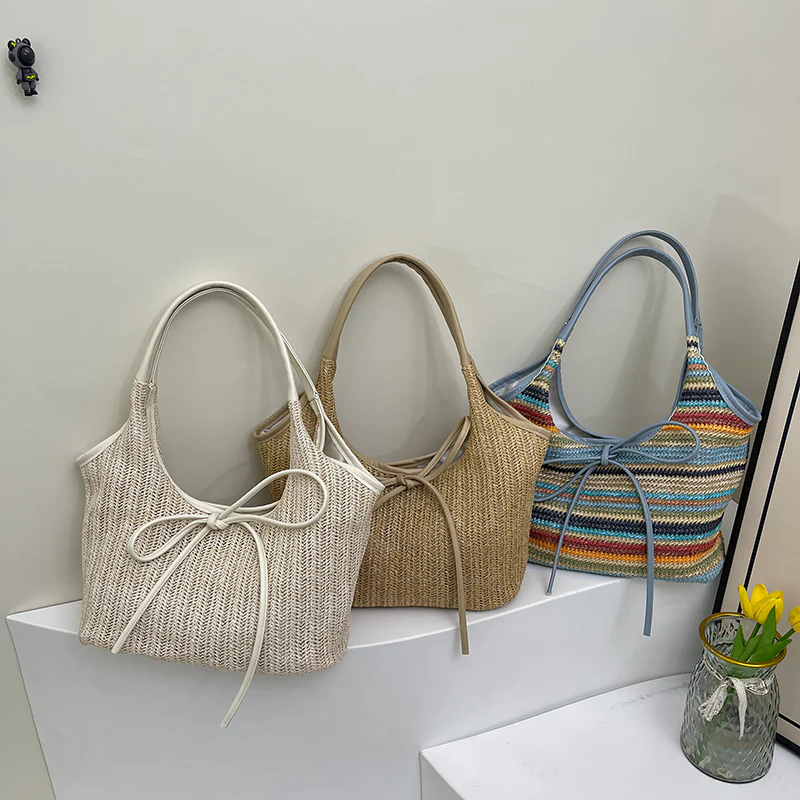 Ribbon Straw Tote