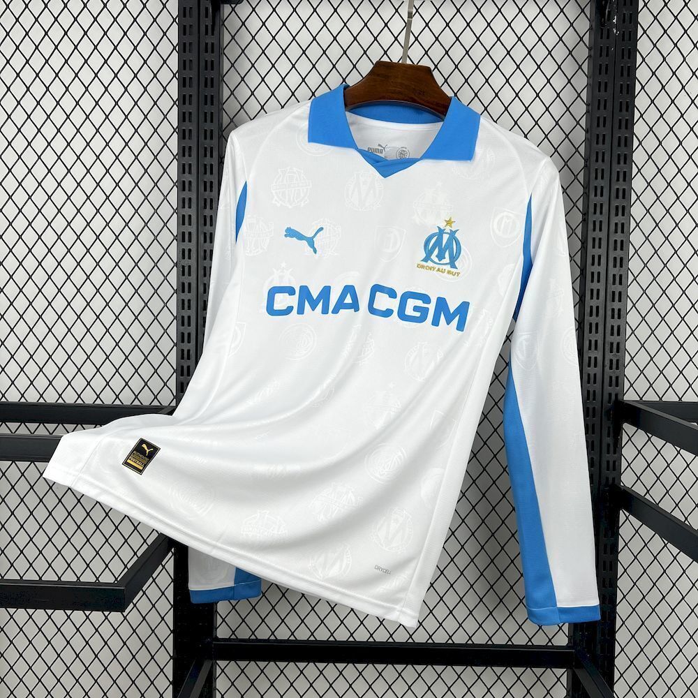 Marseille Soccer Jersey Home Long Sleeve Custom Shirt 2025/26