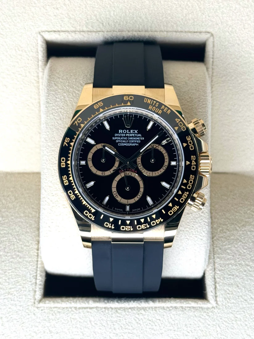 [2026 Mirror Grade]Rolex Daytona Yellow Gold / Ceramic / Black / Oysterflex  m126518ln-0008