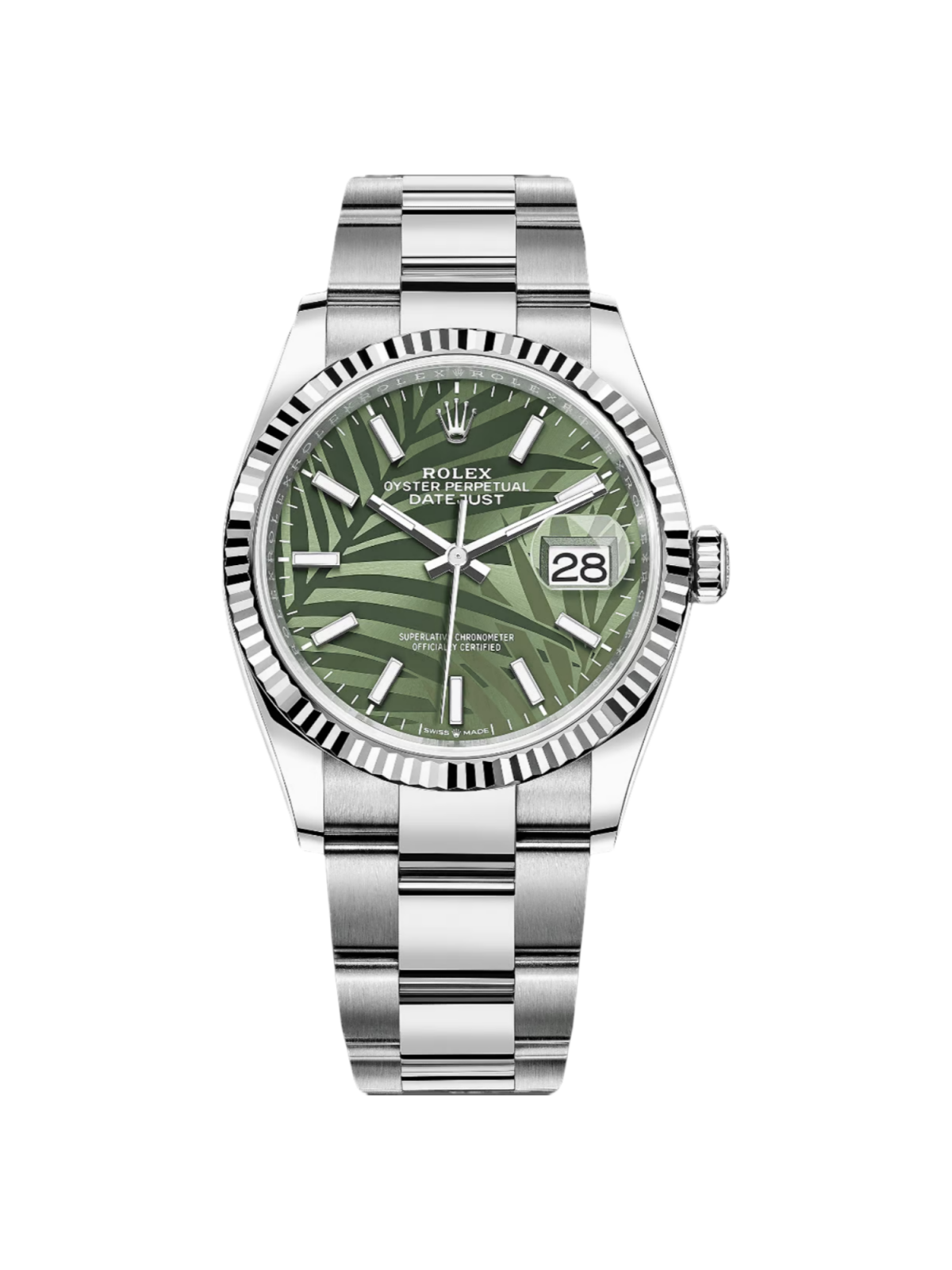 [2026 Mirror Grade]RLX  Datejust 36mm 126234 Olive Green Palm Motif Dial Jubilee Stainless Steel Watch