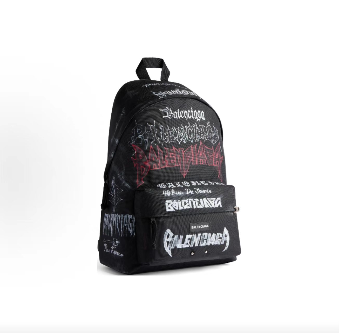 Balenciaga Explorer Metal Band Allover Print Backpack Black