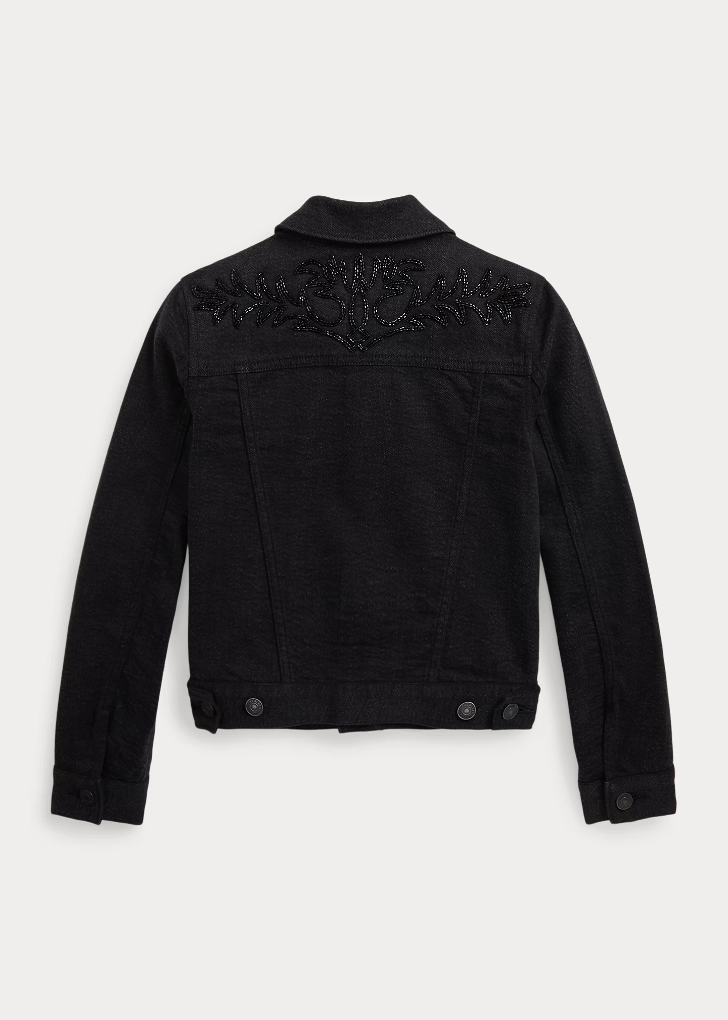 Beaded Stretch Denim Trucker Jacket
