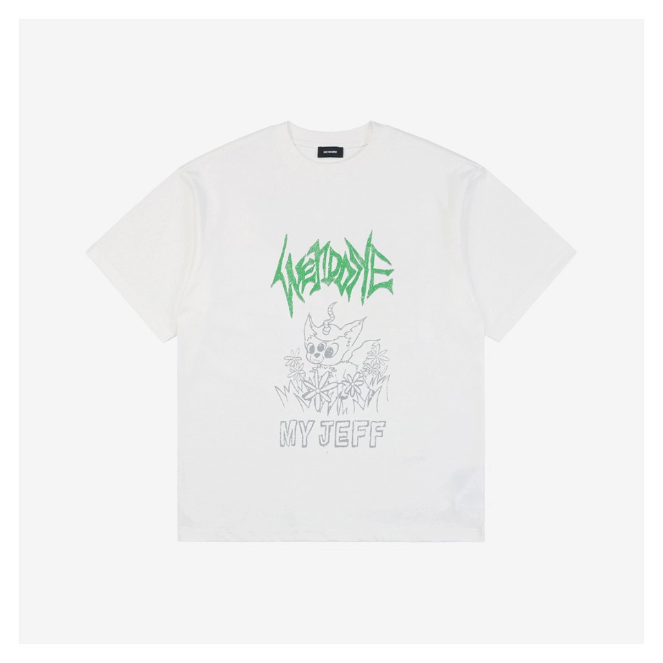 We11done Gothic Letter & Sketch Monster Graphic T-Shirt (Black/White)