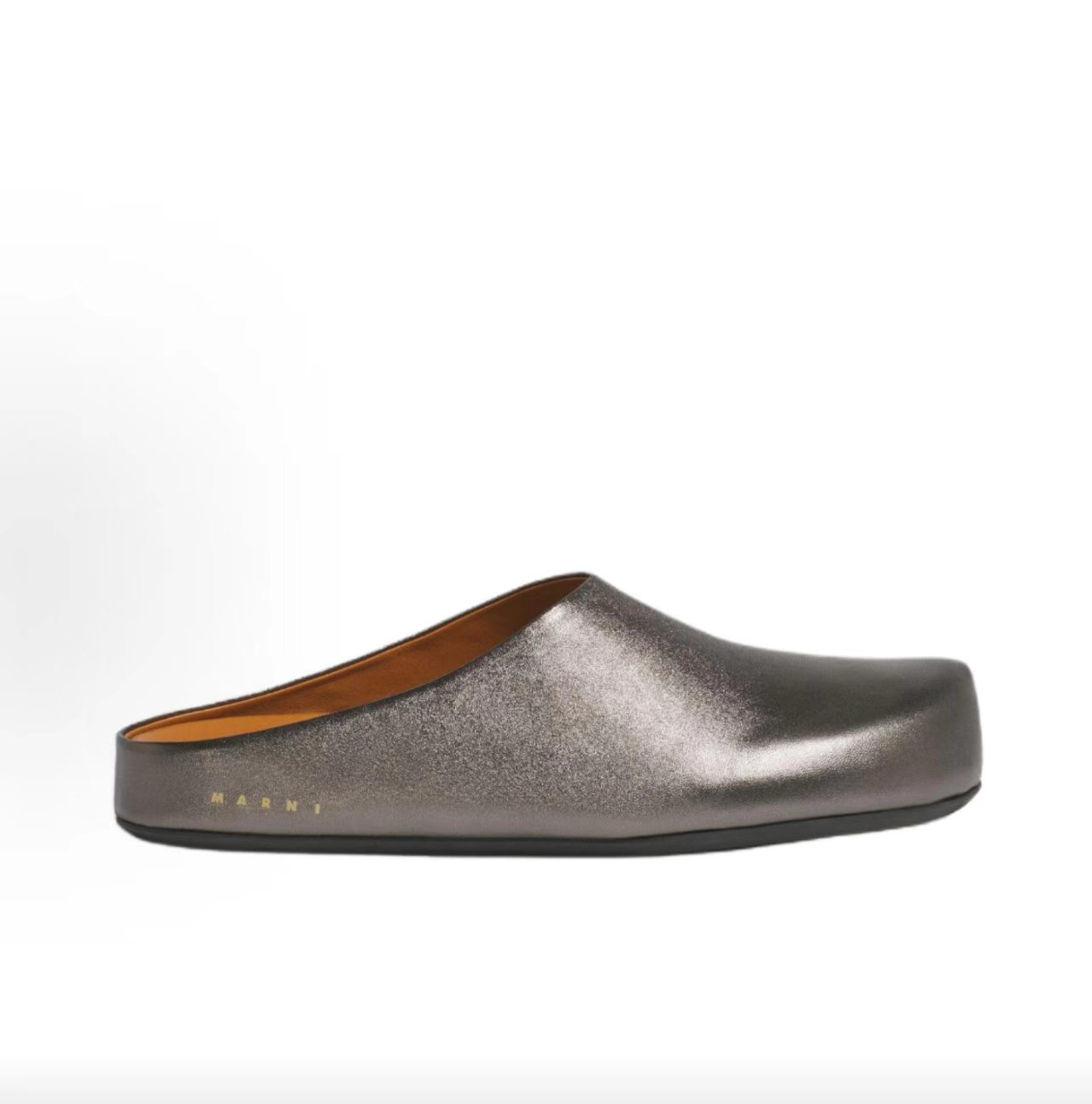Marni Fussbett Metallic Gunmetal Leather Mule