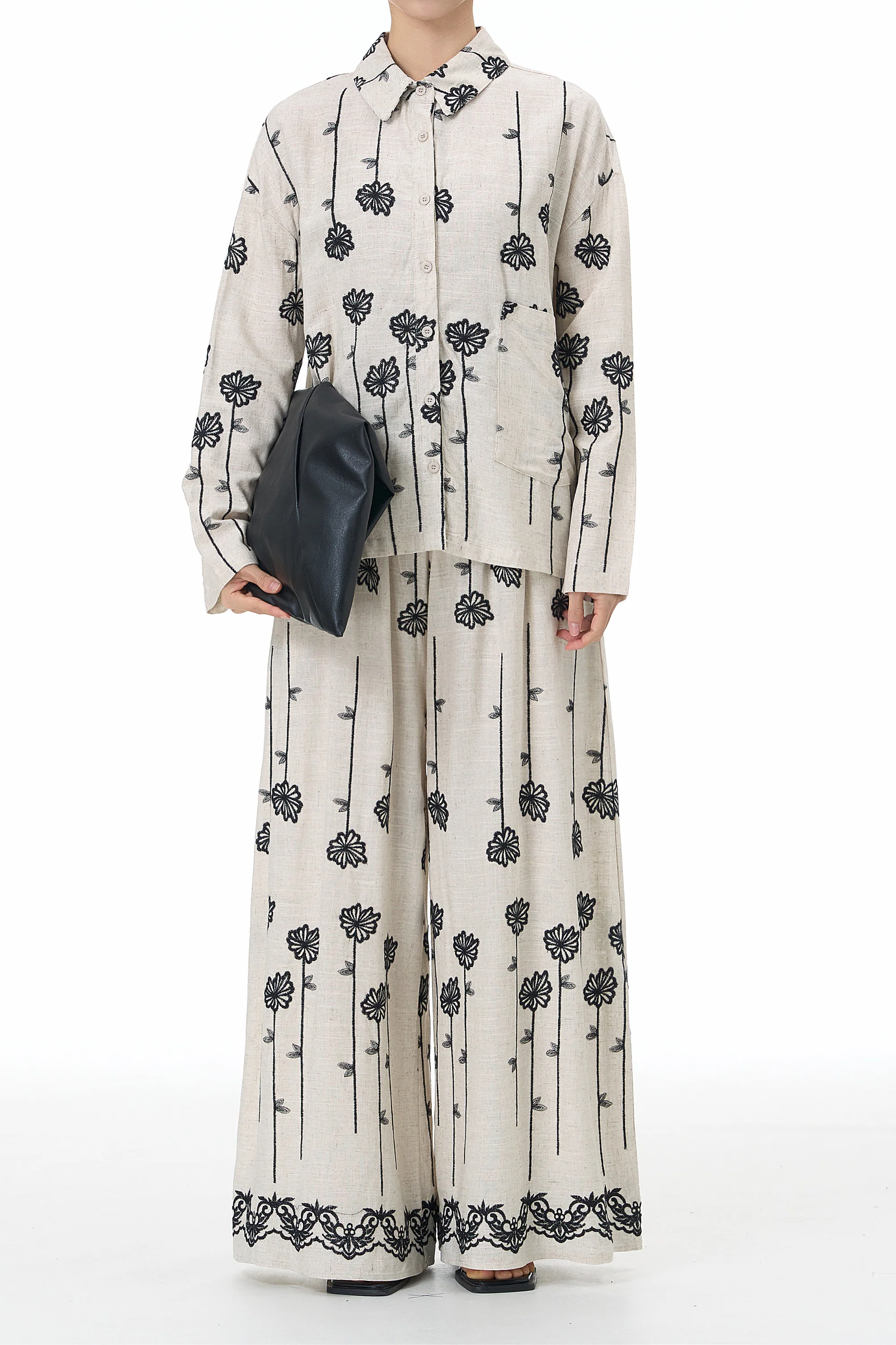 Isabella Linen Embroidered Co-ord set