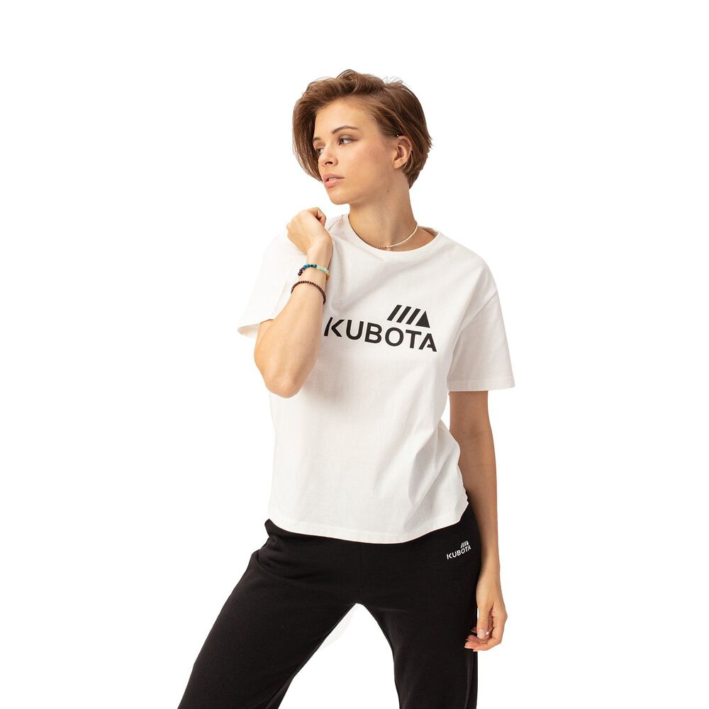 KUBOTA T-shirt damski, rozmiar XL, biały, bawełna