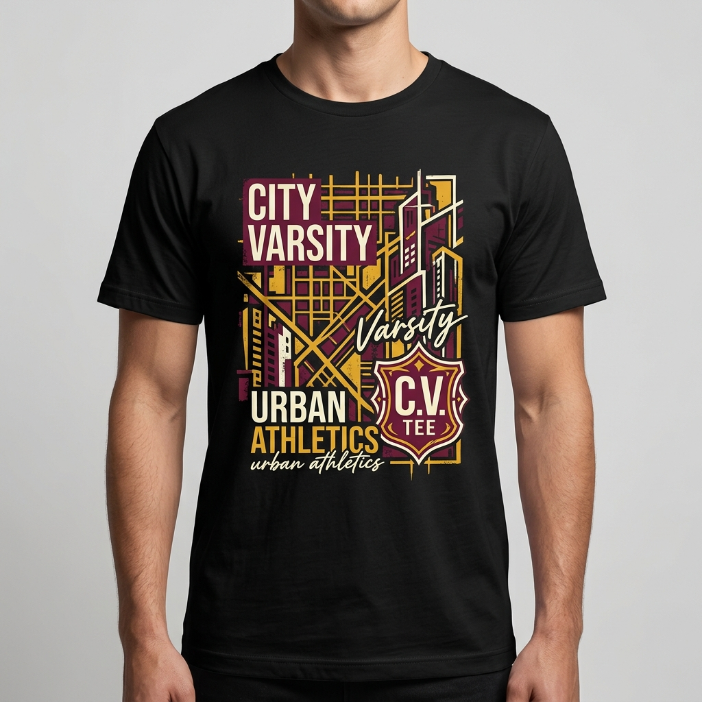 City Varsity Tee, Vintage Athletic Graphic T-Shirt, Unisex Streetwear Shirt CityTee3
