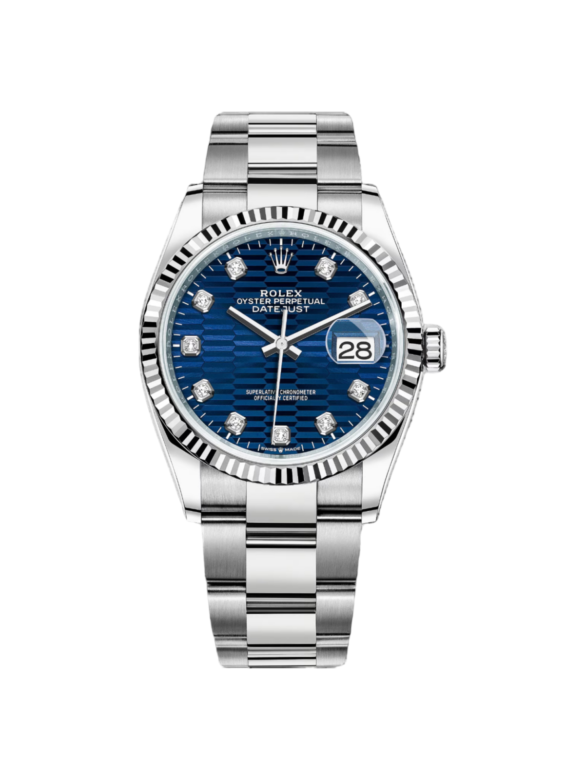 [2026 Mirror Grade]RLX  Datejust 36mm 126234 Blue Fluted Motif Diamond Dial Jubilee Bracelet Watch