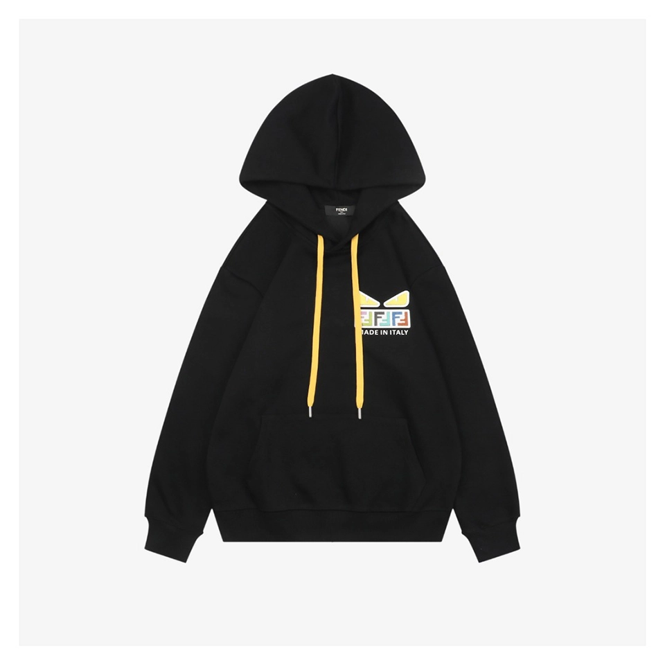 F Multicolor Monster Eyes Flocked Logo Hoodie (White/Black)