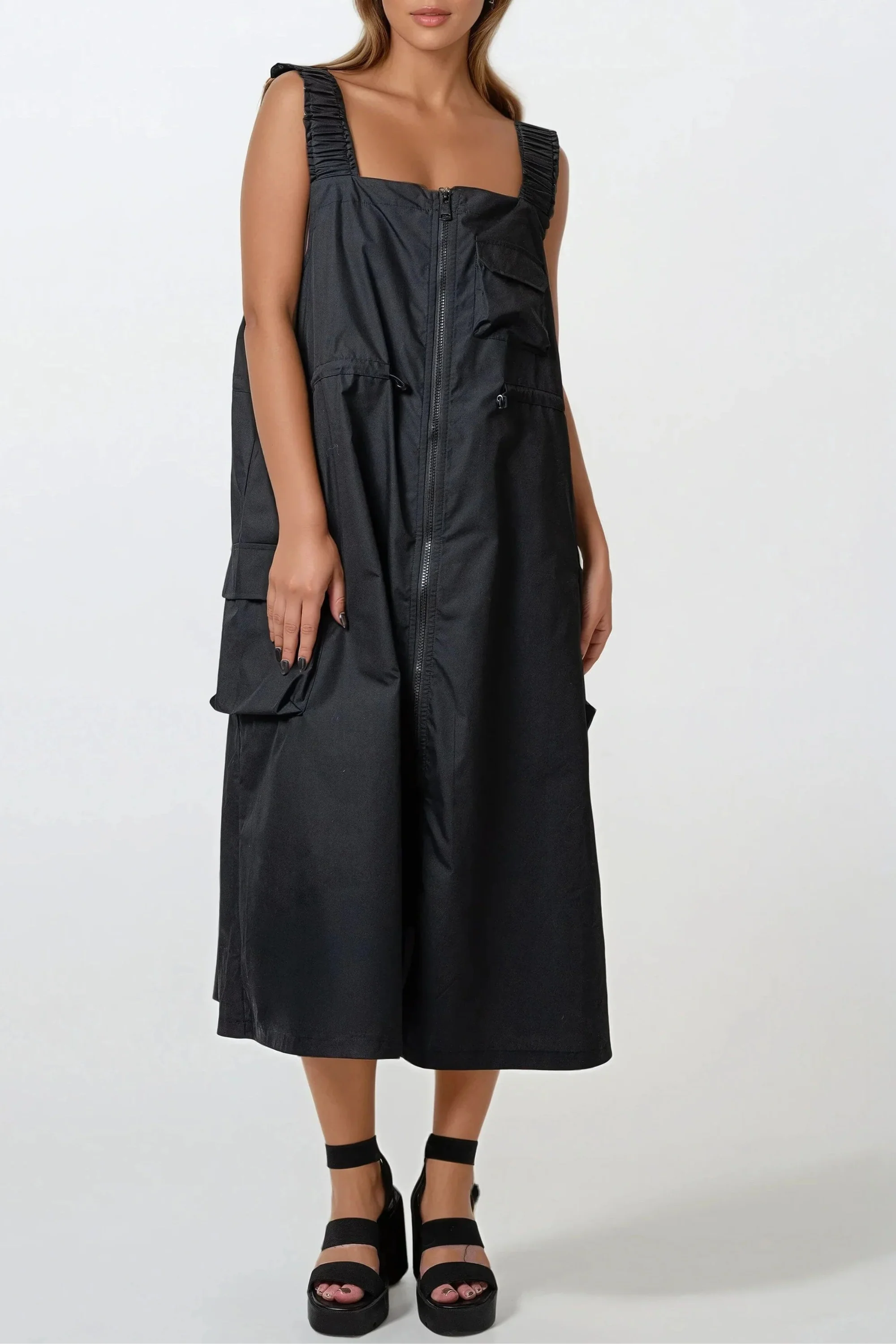 Sunset Black Zippered Dress