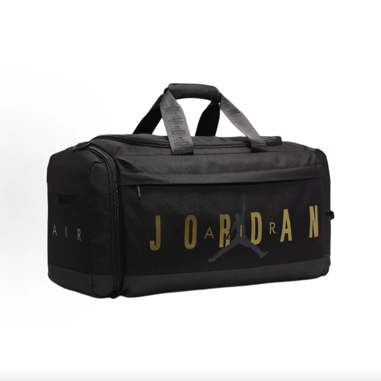 Jordan Gold Letter Jumpman Black Duffle Crossbody Bag